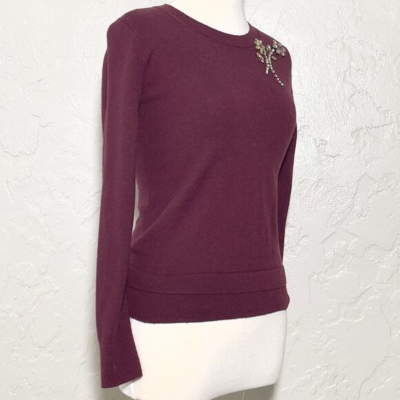 Kate Spade SZ XS Ruby Maroon Red Jewel Sweater - Picture 7 of 7